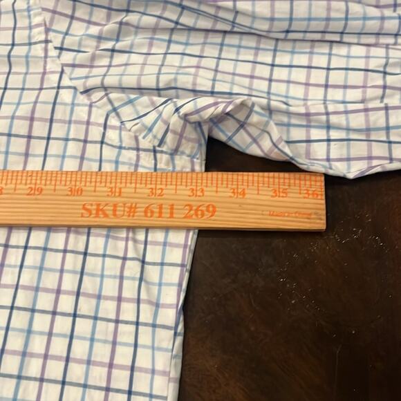 Izod Long Sleeve Window Pane  Button Down Collared Shirt Size 4X Preppy Business - Picture 7 of 9